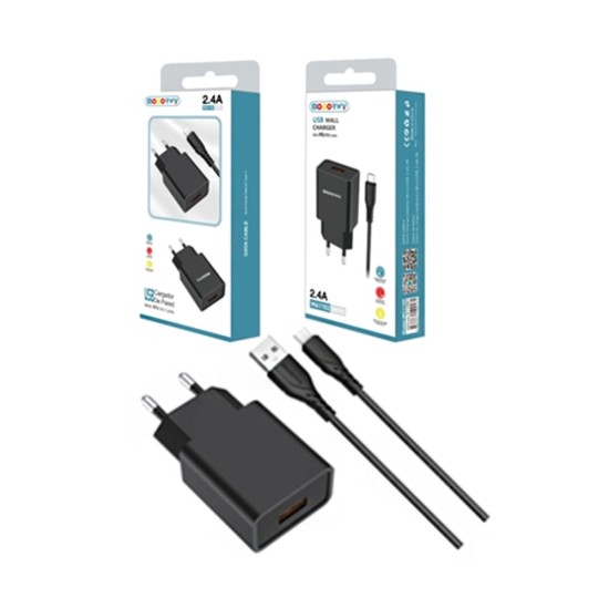 Carregador de Parede PD Modorwy MA1102 5V 2,4A com Micro-USB cabo Preto Carregador de Parede PD Modorwy MA1102 5V 2,4A com Micro-USB cabo Preto